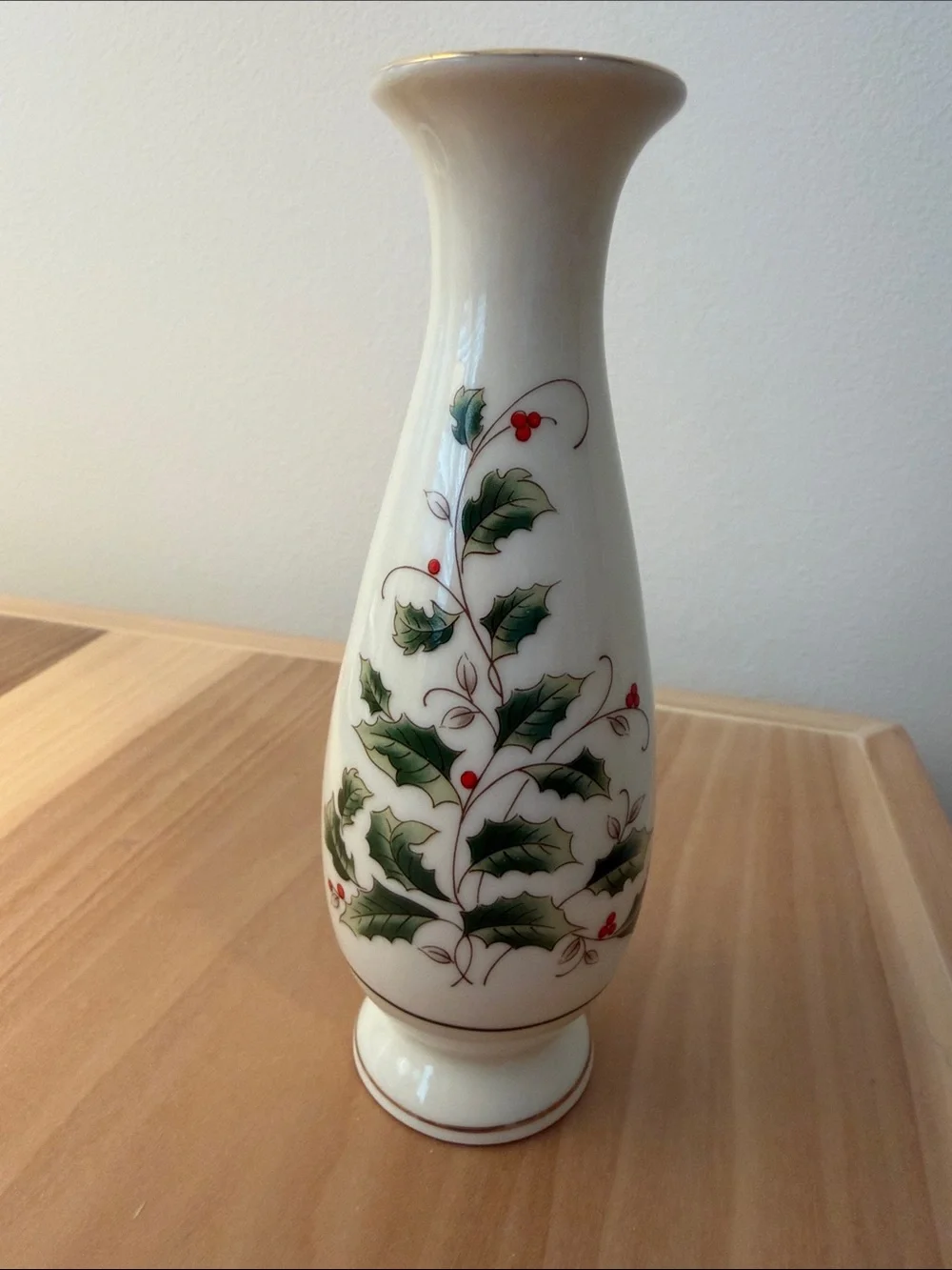 Vintage Christmas Bud Vase Japan Holly and Berries
